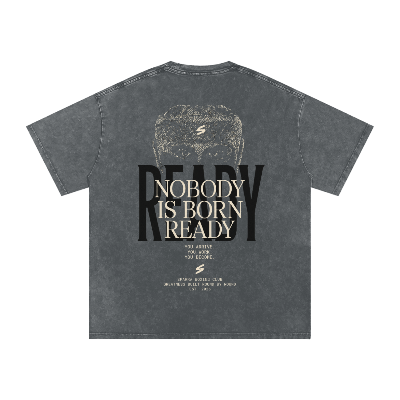 NOBODY IS BORN READY I OVERSIZED T-SHIRT PIRATE GREY